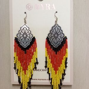 NWT Myra Bag Co Silver & Beaded Earrings